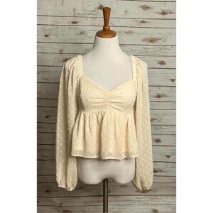 SHE+SKY Peplum Cream Blouse